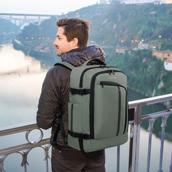 🆕Men's Green Polyester 40L FAA Flight Approved Weekender Backpack Carry-On - Picture 7 of 9